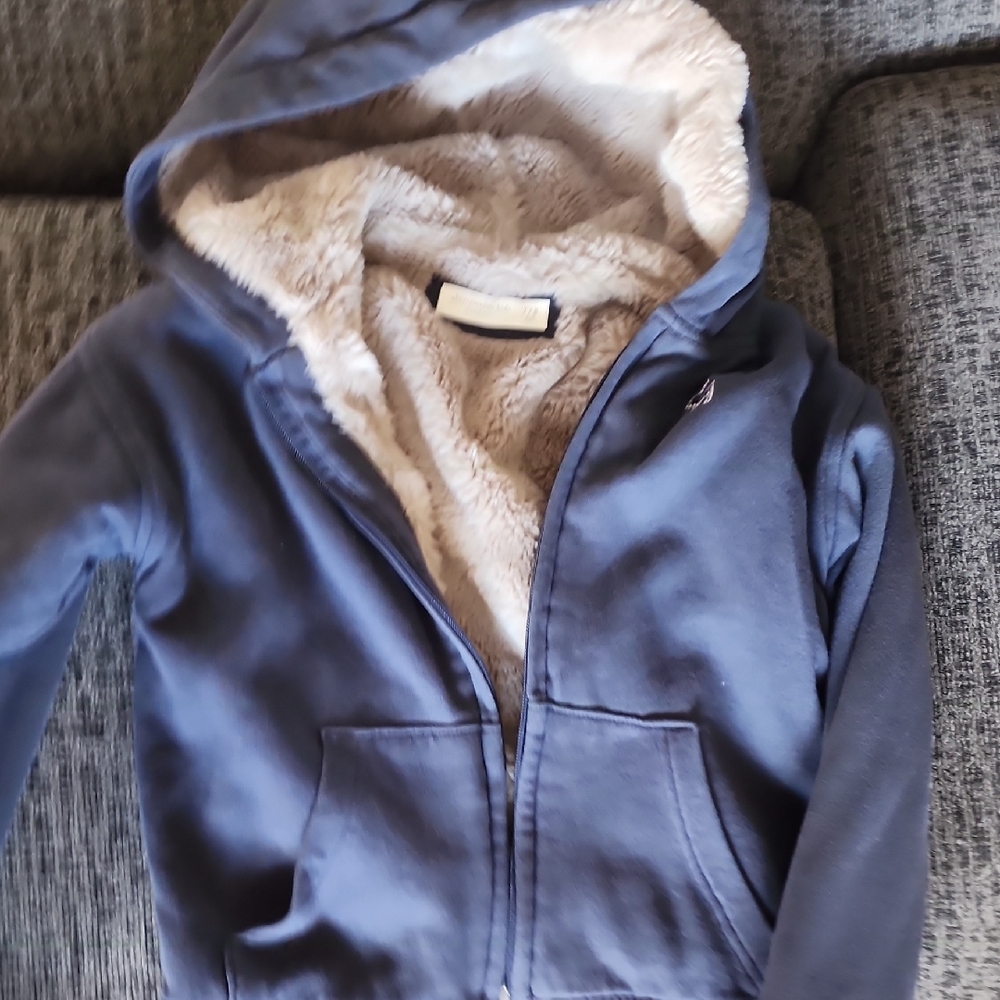 Abercrombie Kids Navy Hoodie with Cream Lining